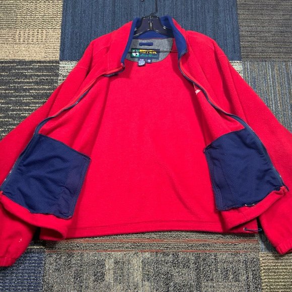Eddie Bauer EBTEK Fleece Jacket Mens Large Red Full Zip Polartec Vintage 90s Blu - Picture 11 of 14